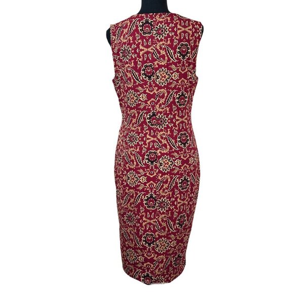 Peruvian Connection Red Floral Pima Cotton Sleeveless Sheath Dress Size L - Picture 4 of 9